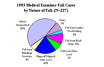 1993 Medical Examiner Fall Cases by Nature of Fall
