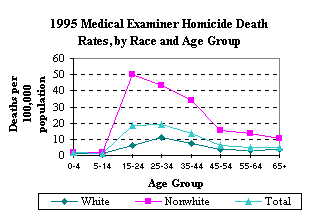 1995 Medical Examiner Homicide Death Rates by Race and Age Group