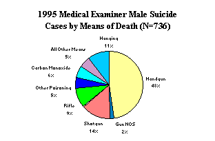 1995 Medical Examiner Male Suicide Cases by Means of Death