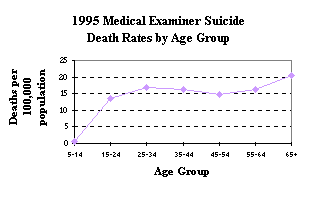 1995 Medical Examiner Suicide Death Rates by Age Group